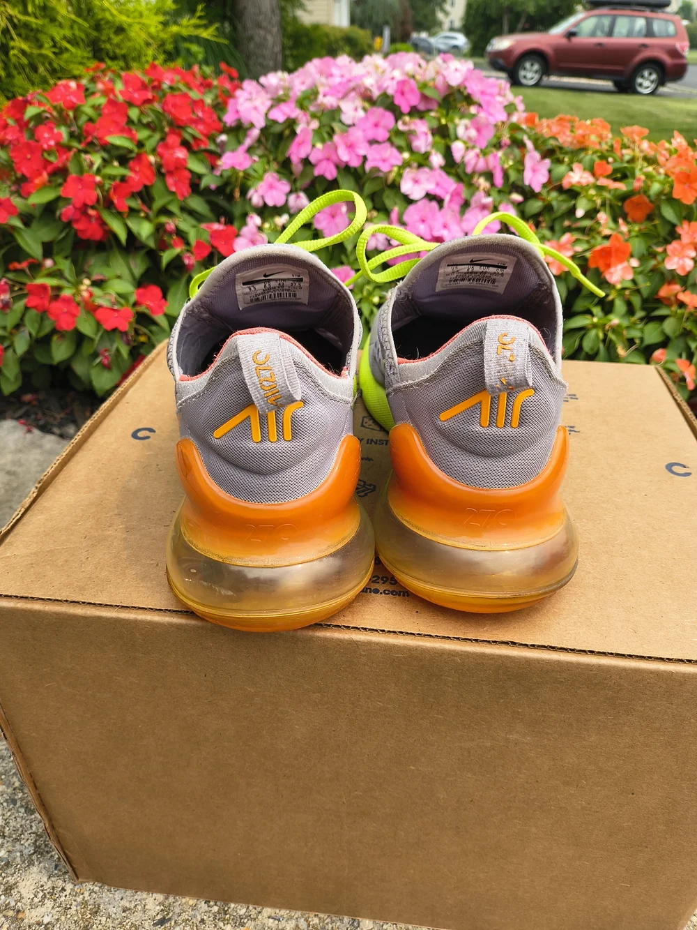 Nike Gray Sneakers with Neon Green and Orange Accents